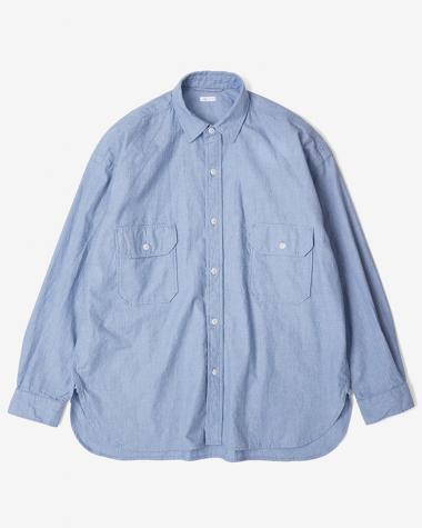 SANMONT / Cotton Chambray Work Shirt / BLUE