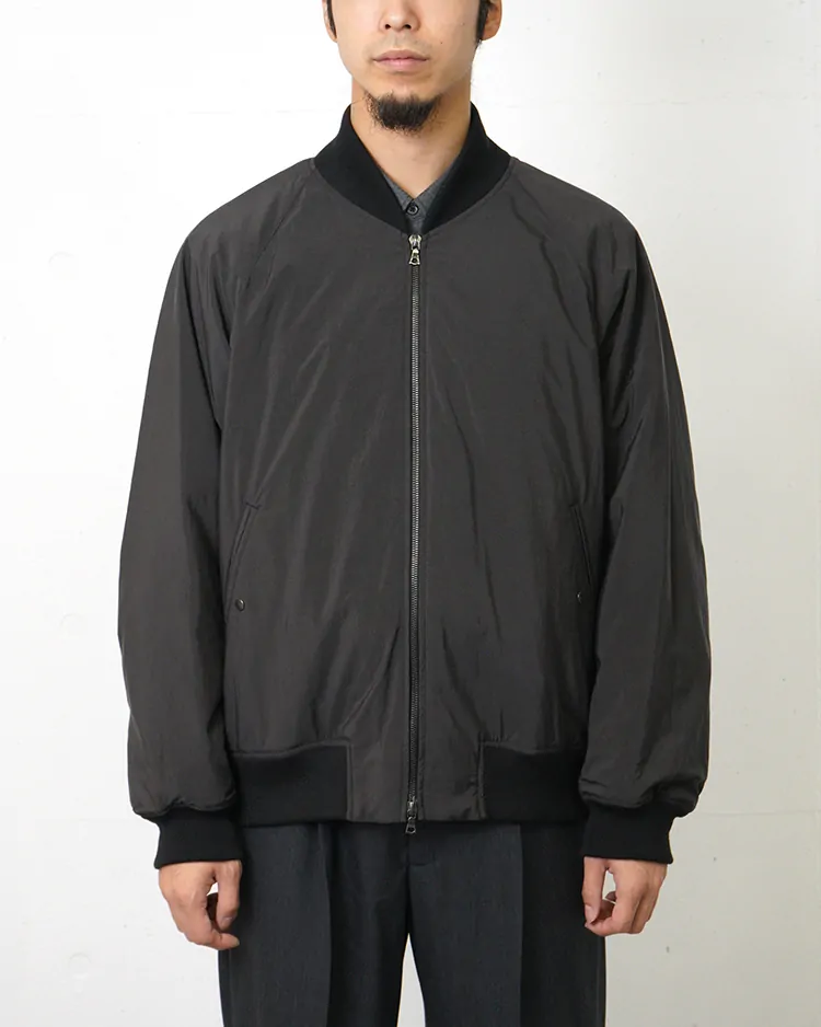 ATON (MEN) / FEBRIL NYLON SATIN FLIGHT JACKET / CHARCOAL GRAY