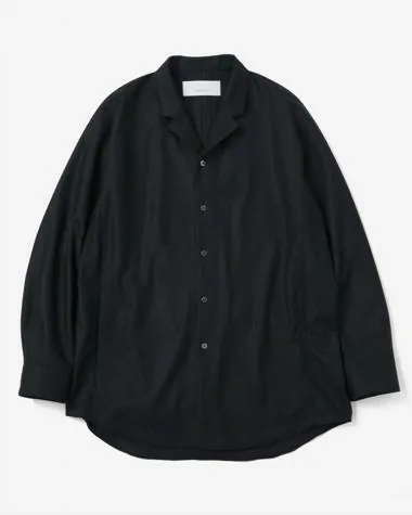 OVERCOAT / Shirt Jacket in Wool Flannel / BLACK