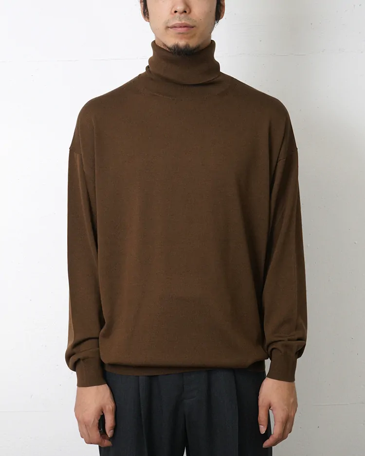 Graphpaper (MEN) / High Gauge L/S Oversized High Neck Knit / BROWN