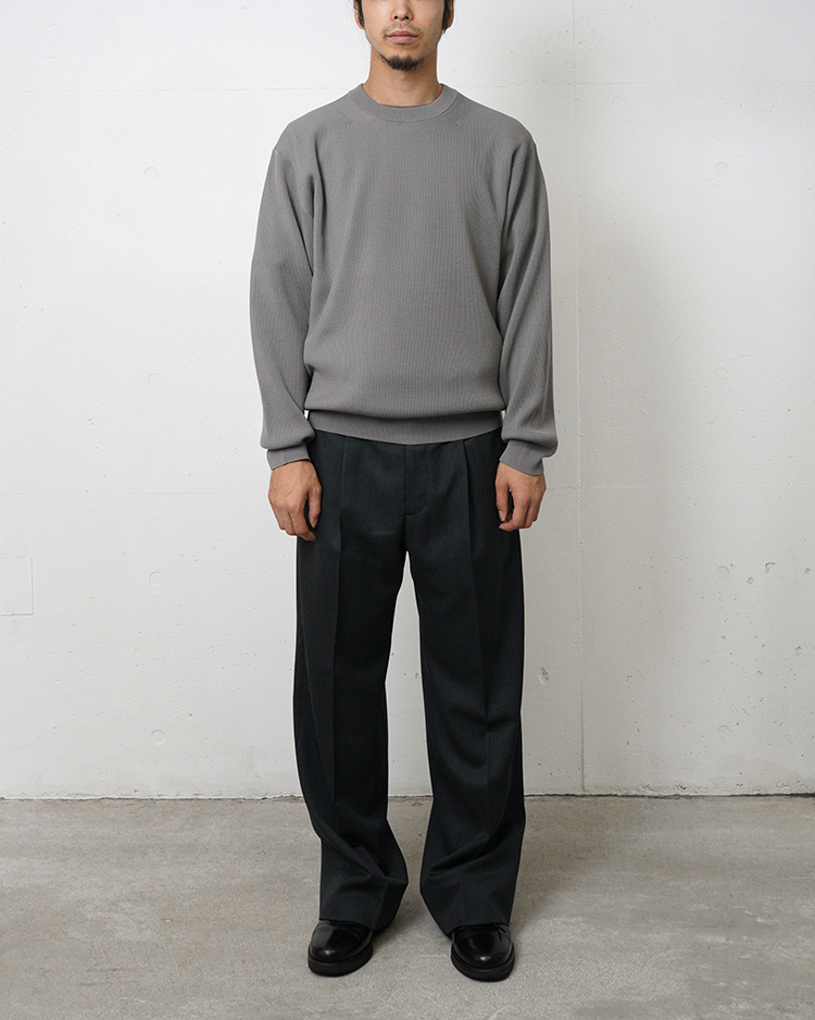 HARD TWIST WOOLRIB CREW NECK / GRAY | BATONER (MEN)(バトナー