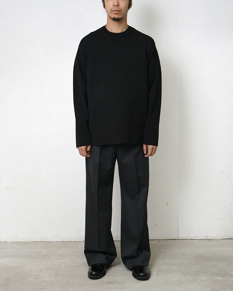 32G SMOOTH WOOL CREW NECK / BLACK | BATONER (MEN)(バトナー) | KNIT