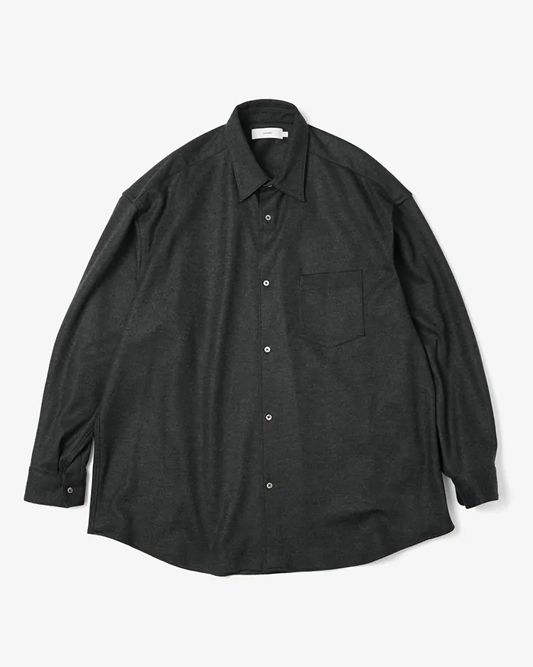 Graphpaper (MEN) / Wool Smooth Flannel Oversized Regular Collar Shirt / GRAY