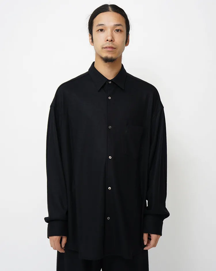 Graphpaper (MEN) / Wool Smooth Flannel Oversized Regular Collar Shirt / BLACK