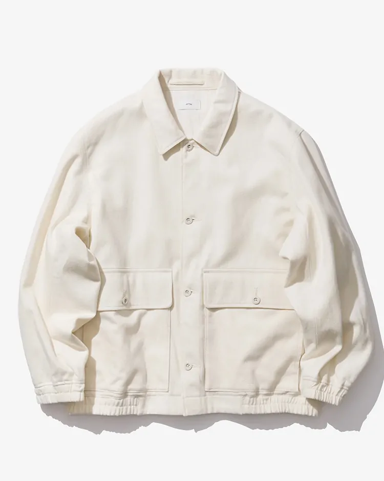 ATON (MEN) / WOOL COTTON KERSEY WORK JACKET / WARM WHITE
