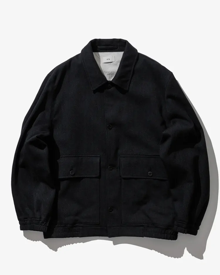 ATON (MEN) / WOOL COTTON KERSEY WORK JACKET / CHARCOAL GRAY