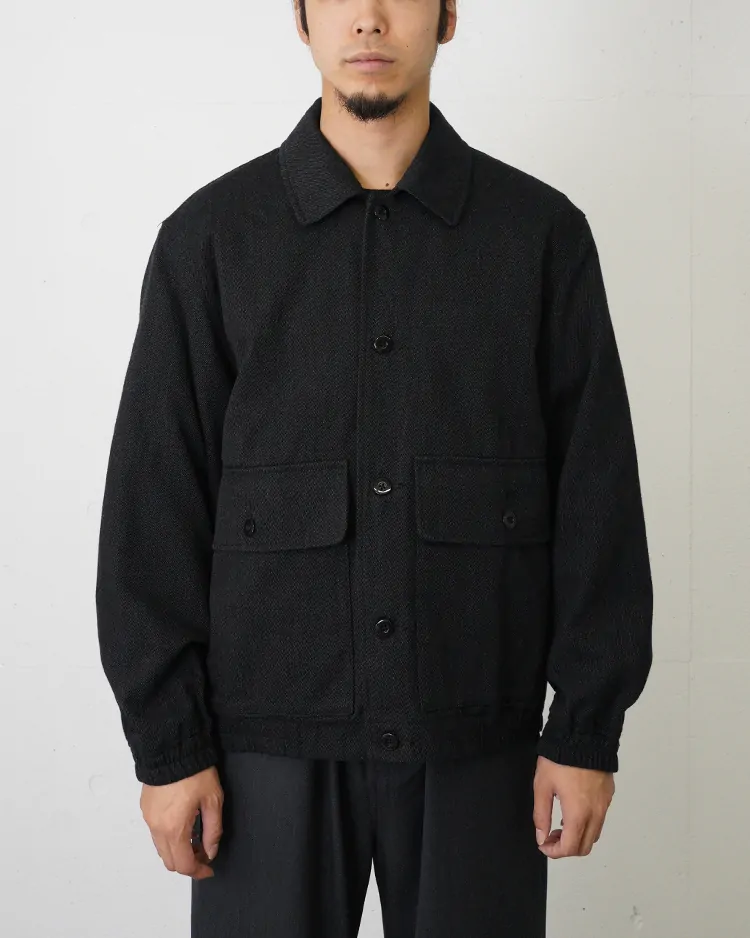 ATON (MEN) / WOOL COTTON KERSEY WORK JACKET / CHARCOAL GRAY