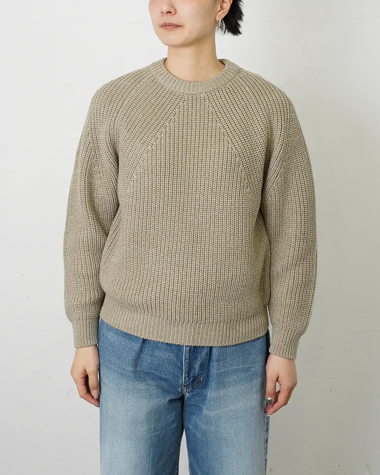 BATONER (WOMEN) / SIGNATURE CREW NECK / IVORY×BEIGE