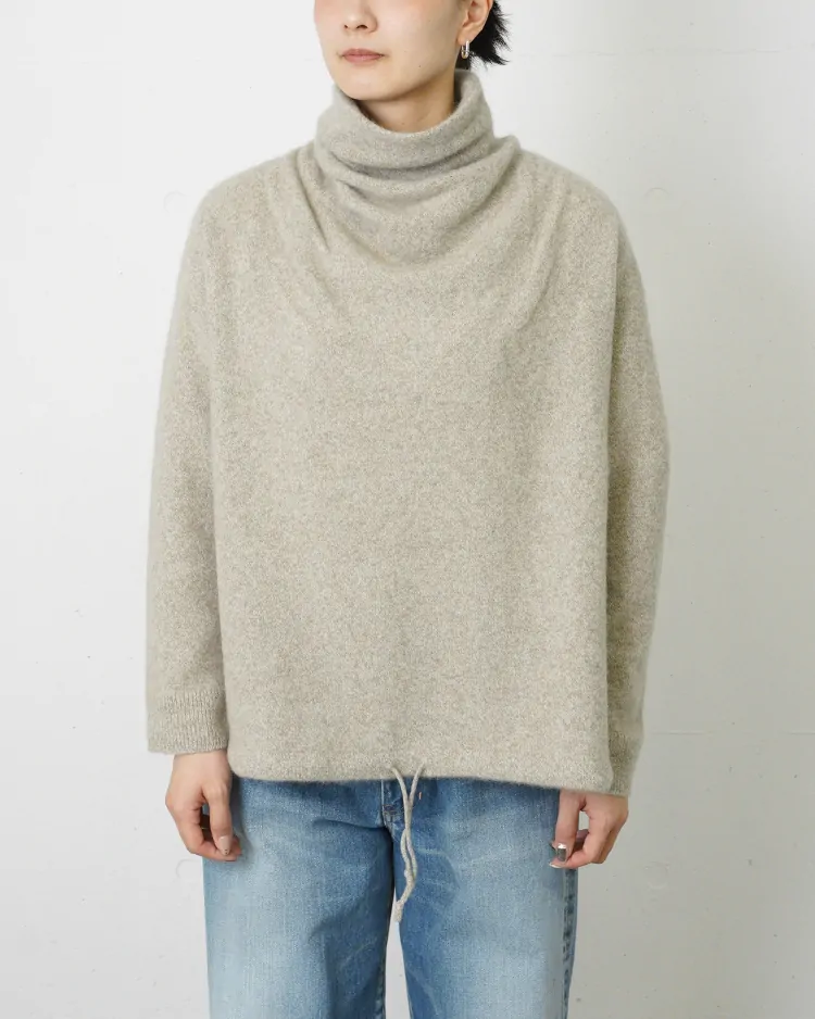 BATONER (WOMEN) / CASHMERE FOX AIR TENJIKU UNIQUE TURTLE NECK / MIX BEIGE