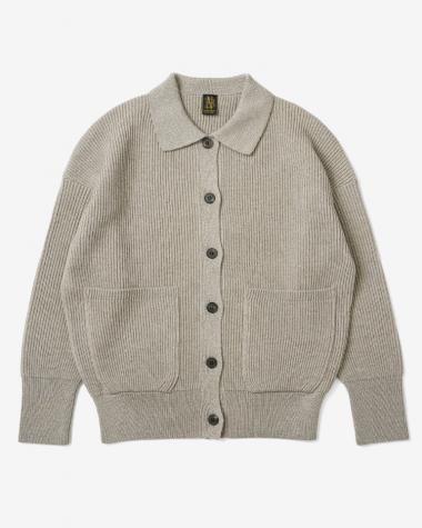  / SOLID WOOL RIB POLO CARDIGAN / IVORY×BEIGE