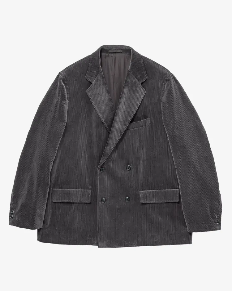 Graphpaper (MEN) / Suvin Corduroy Compact Shoulder Double Jacket / GRAY