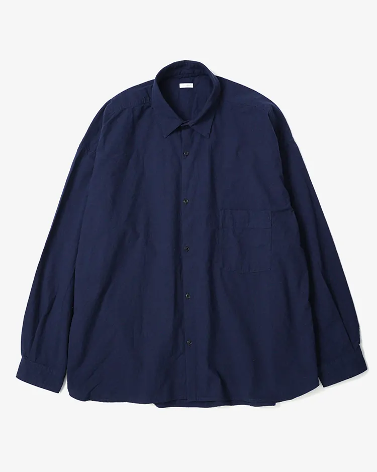 SANMONT / COTTON SILK REGULAR COLLAR SHIRTS / NAVY