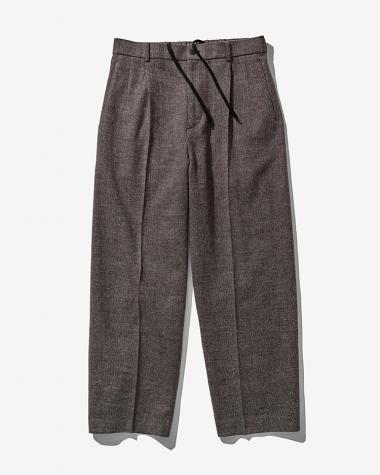 / LINEN WOOL TWEED LOOSE FIT PANTS / BROWN