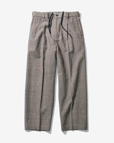  / LINEN WOOL TWEED LOOSE FIT PANTS / BEIGE