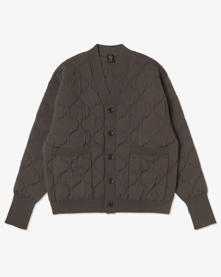 BATONER (WOMEN) / QUILTING KNIT CARDIGAN / OLIVE BROWN