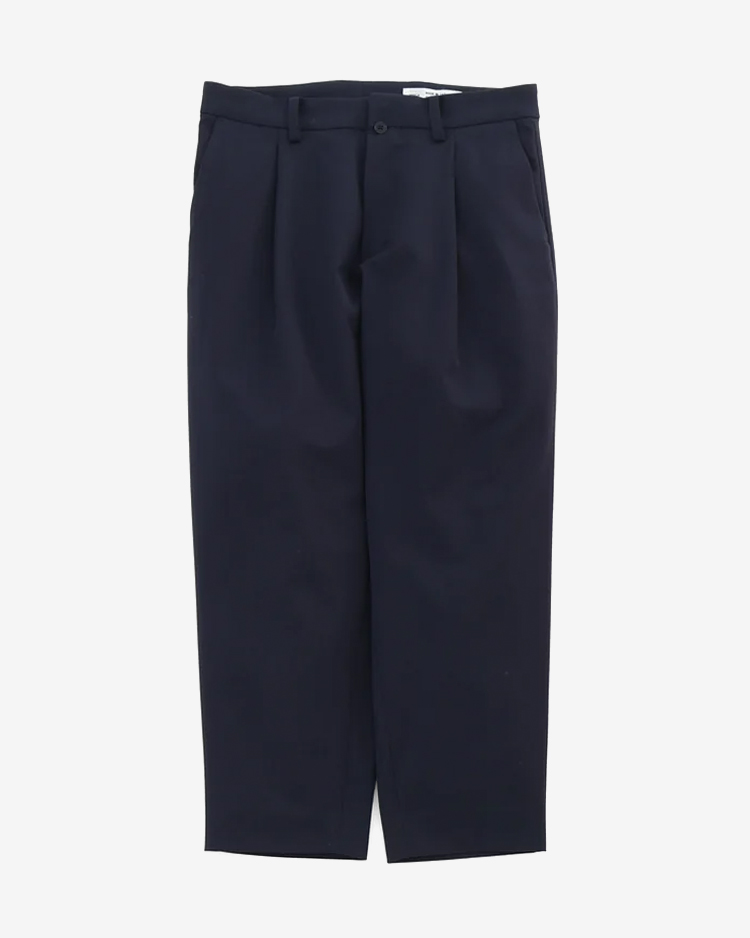 YAECA (MEN) / 2-Way Tuck Tapered Trousers / NAVY