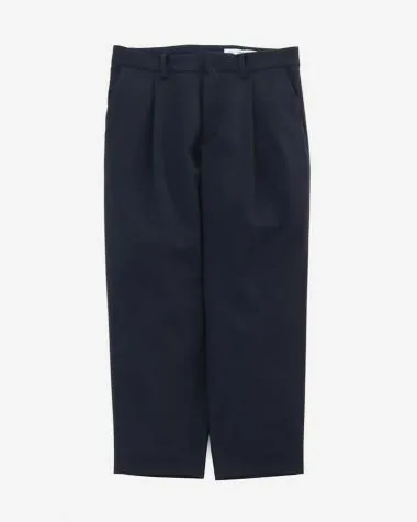 YAECA (MEN) / 2-Way Tuck Tapered Trousers / NAVY