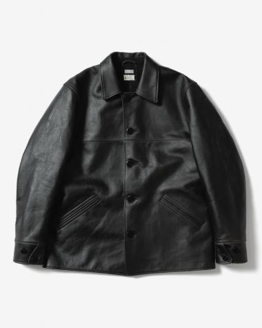 AMOSKEAG / LEATHER CAR COAT / BLACK