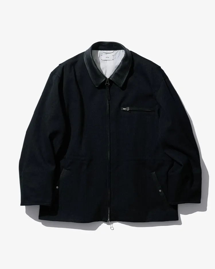 ATON (WOMEN) / WOOL COTTON KERSEY HUNTING JACKET / CHARCOAL GRAY