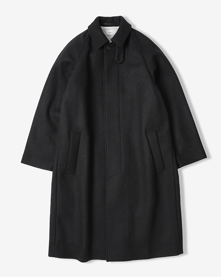 ATON (MEN) / SUPER120S DOUBLE MELTON BALMACAAN COAT / BLACK