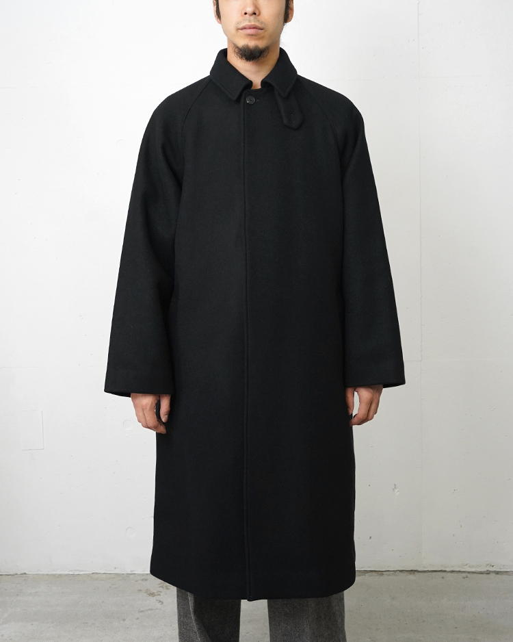 ATON (MEN) / SUPER120S DOUBLE MELTON BALMACAAN COAT / BLACK