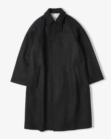 ATON (MEN) / SUPER120S DOUBLE MELTON BALMACAAN COAT / BLACK