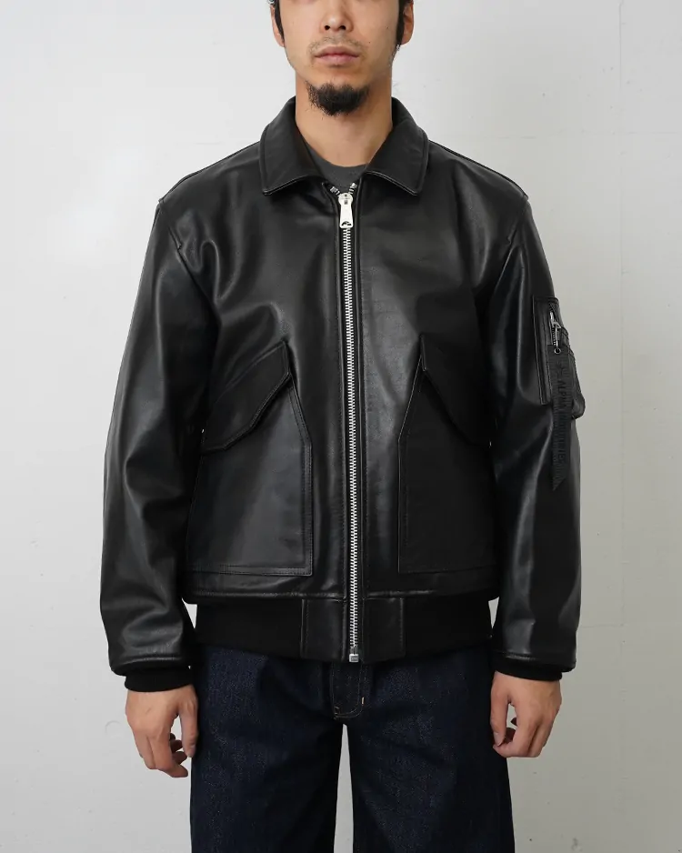 ALPHA INDUSTORIES / LEATHER CWU 36/P FLIGHT JACKET / BLACK