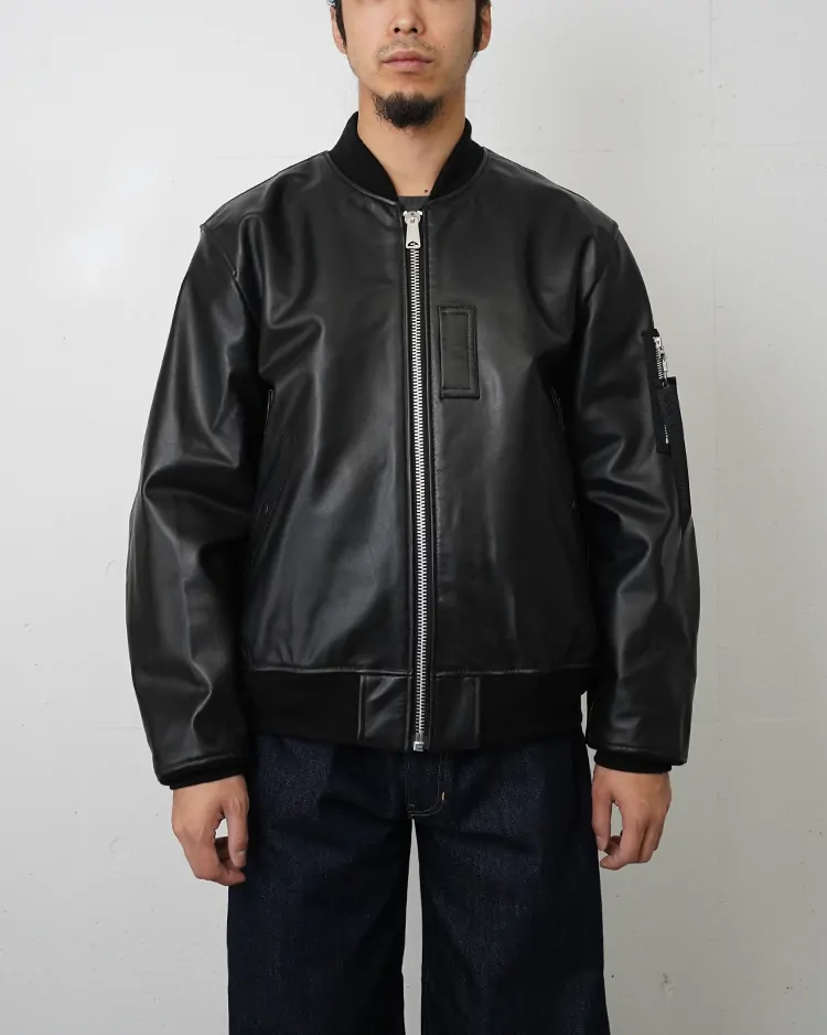 ALPHA INDUSTORIES / LEATHER MA-1 FLIGHT JACKET / BLACK