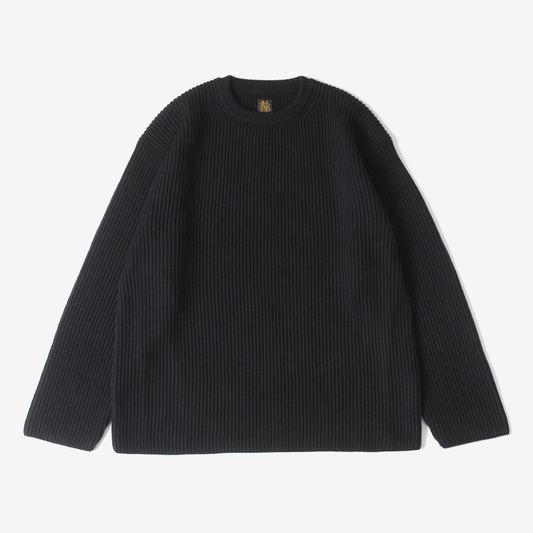 BATONER / SOLID WOOL RIB CREW NECK