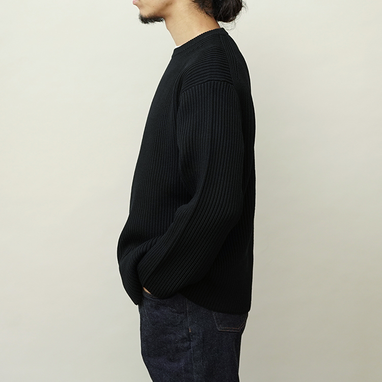 BATONER / SOLID WOOL RIB CREW NECK