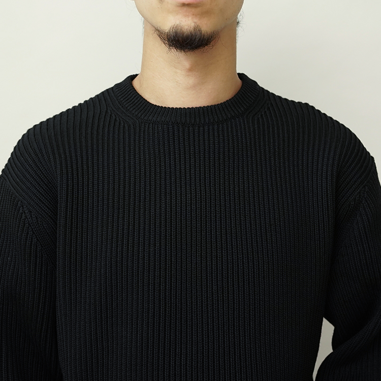 BATONER / SOLID WOOL RIB CREW NECK