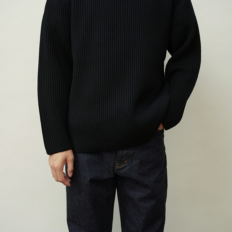 BATONER / SOLID WOOL RIB CREW NECK