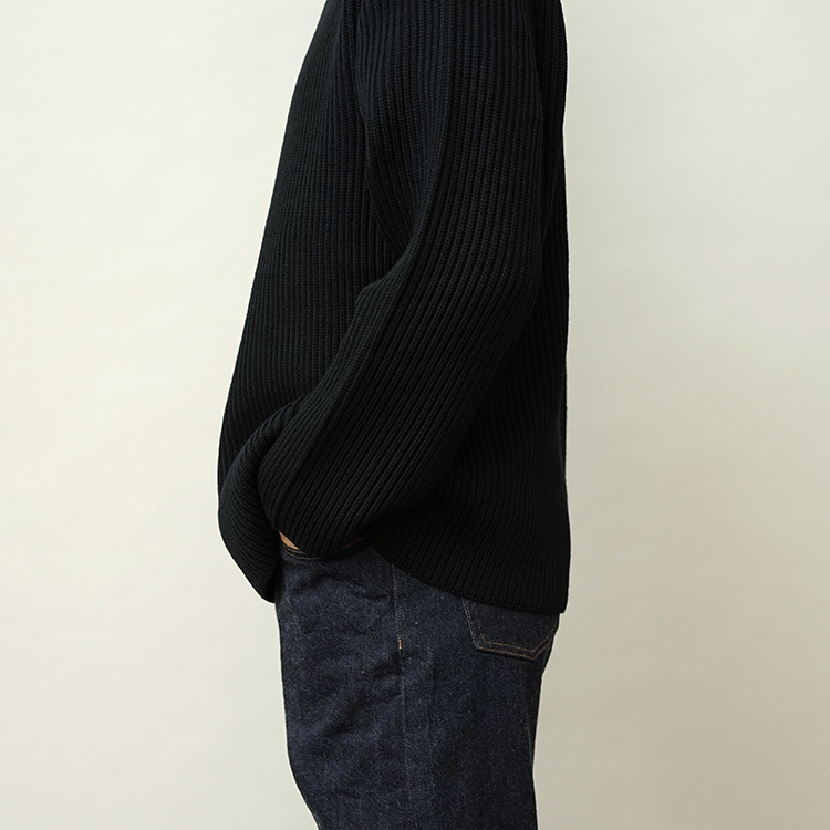 BATONER / SOLID WOOL RIB CREW NECK