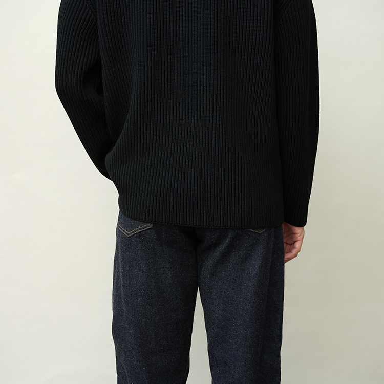 BATONER / SOLID WOOL RIB CREW NECK