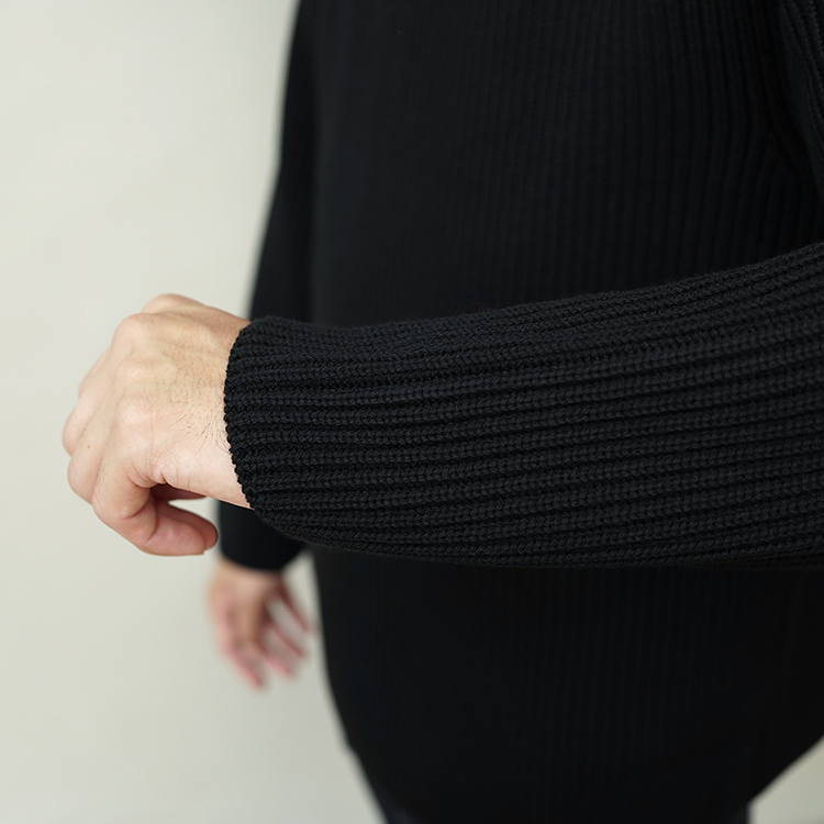 BATONER / SOLID WOOL RIB CREW NECK