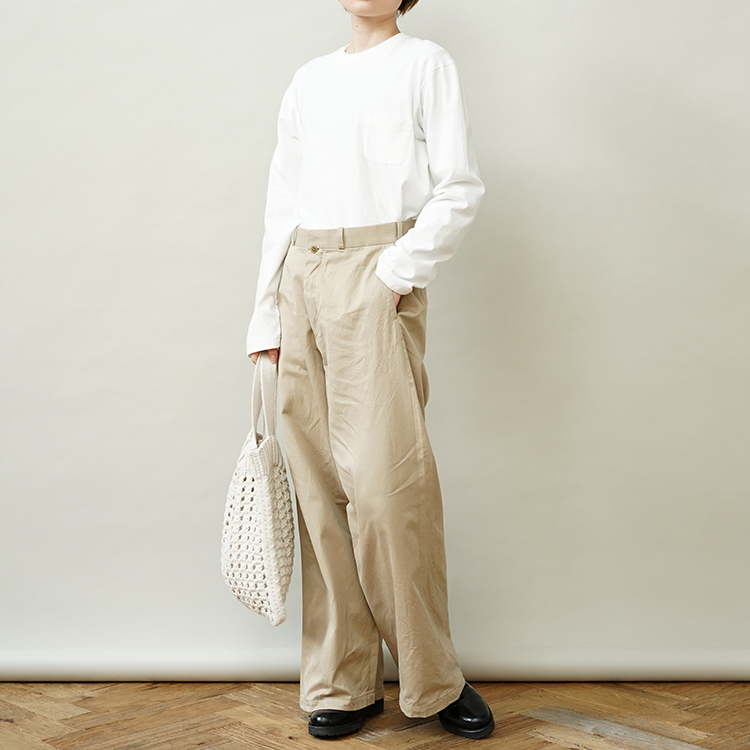 美品 yaeca チノパン tuck tapered-chino/khaki セール 登場から人気沸騰 70.0%OFF